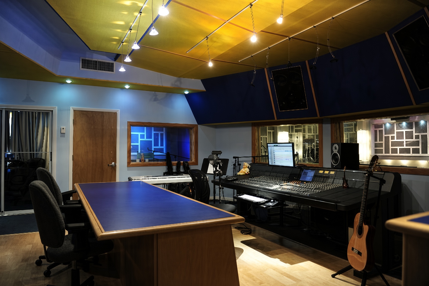 Wide view of the legacy recording studio control room